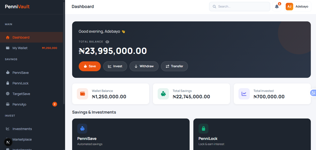 PenniVault Dashboard